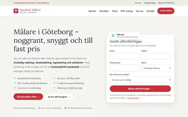 Nordvik Måleri – exempel, fiktiv demo