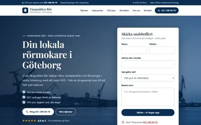 Tångudden Rör – exempel, fiktiv demo